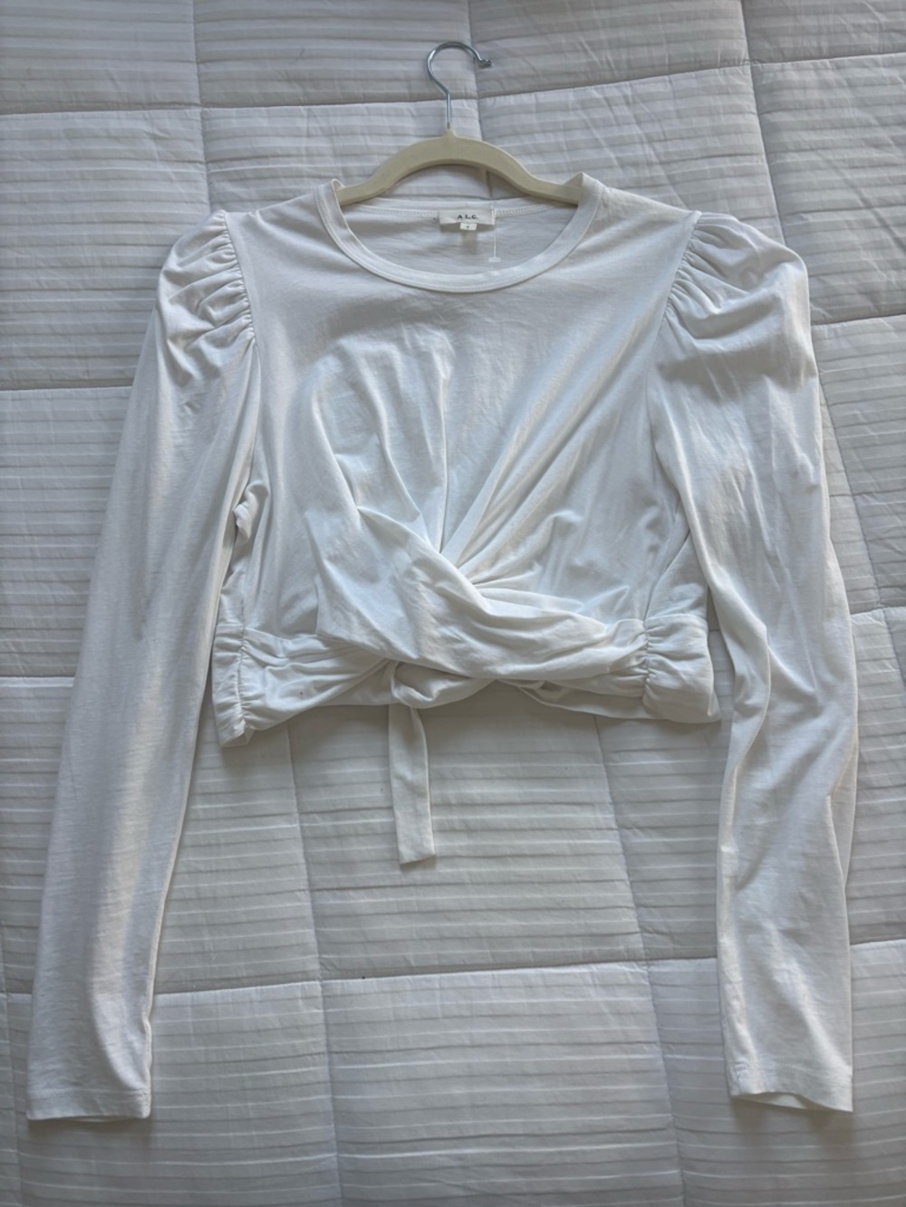 ALC White Long-Sleeve Tie-Back Women’s Top
